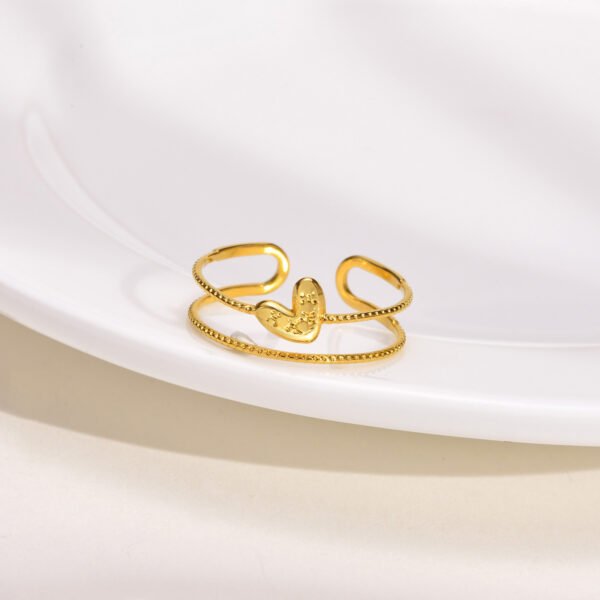 Love Heart-shaped Ring Fine Circle Stainless Steel 18K Gold Women’s Simple Hand Jewelry Rings 7