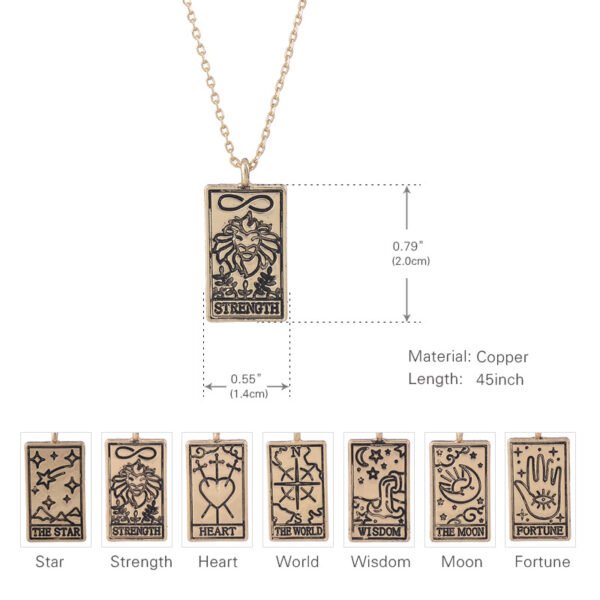 Tarot Pendant Necklace Vintage Tarot Collarbone Chain Gold Silver Necklaces 4