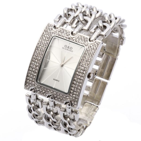 Women’s Quartz Watch With Diamonds Three Links Gold And Rhinestones watches 4