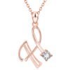Rose Gold Rhinestone Letter Necklace For Women Girls Necklaces 20