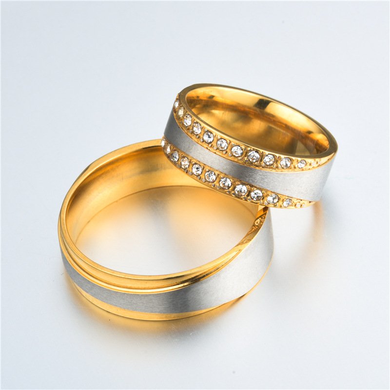 Stainless steel couple diamond ring Rings 5 Stainless steel couple diamond ring Rings 5