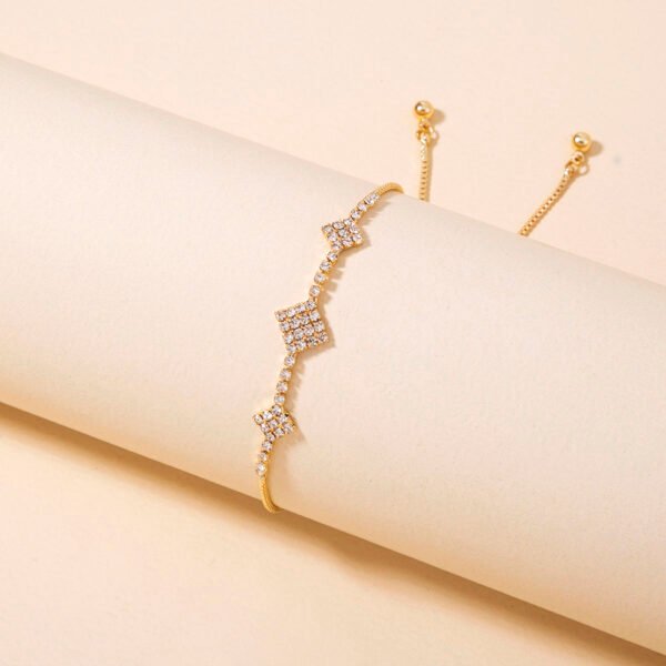Brass Gold Plated Square Micropaved Zircon Pendant Shrink Brass Bead Bracelet Bracelets 10