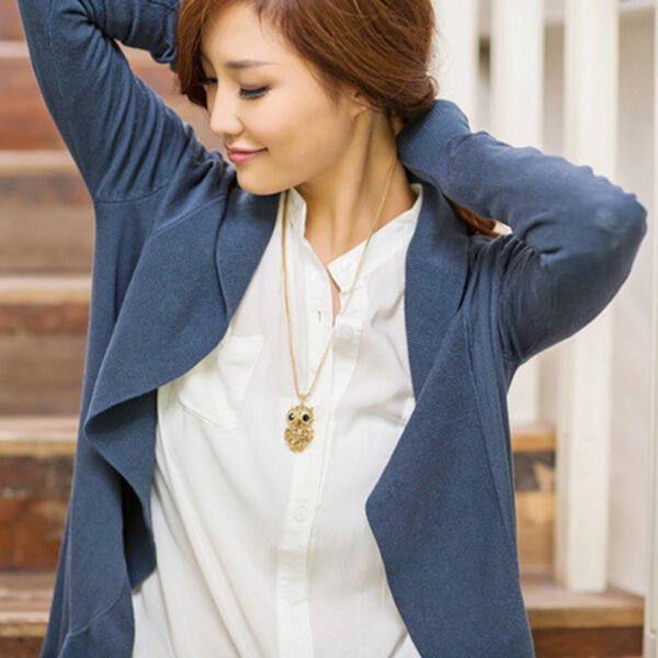 Owl full diamond alloy pendant long sweater necklace Necklaces 4