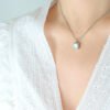 14K Gold Plated Stainless Steel Necklace Square White Jade Pendant Women’s Jewelry Necklaces 17