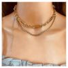 Simple Retro Double-layered Tassel Gold Necklace Necklaces 14