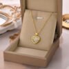 18K Gold Plated Stainless Steel Heart Pendant Necklace In Titanium Necklaces 12