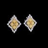Italian Craft Diamond Stud Earrings Gold Plated Two Tone Earrings 9