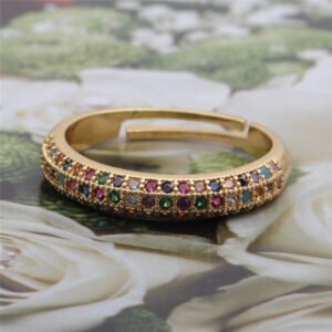 Colorful Zircon Jewelry Micro Setting Gold Adjustable Ring Women Rings Colorful Zircon Jewelry Micro Setting Gold Adjustable Ring Women Rings