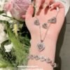 Sweet Peach Love Gem Bracelet Star River Bright Gold-plated Candy Loving Heart Zircon Necklace Earrings 19