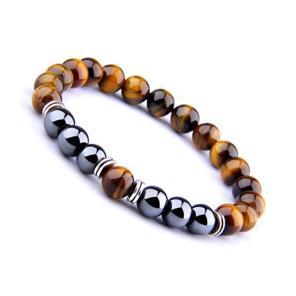 Explosion Style Yellow Tiger Eye Bracelet Fashion Simple Obsidian Alloy Separator Elastic Bracelet Bracelets 5