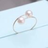 18k Gold Pearl Elastic Ring Au750 Color Gold Adjustable Rings 10