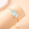 Vintage Blue Square Natural Stone Charm Bracelet Gold Snake Chain Adjustable Bracelets For Women Bracelets 9