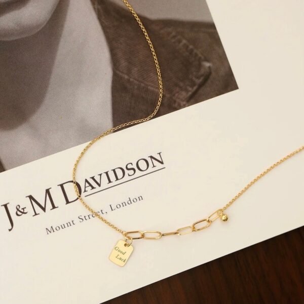 18K Gold Square Necklace Bracelet For Women Necklaces 7