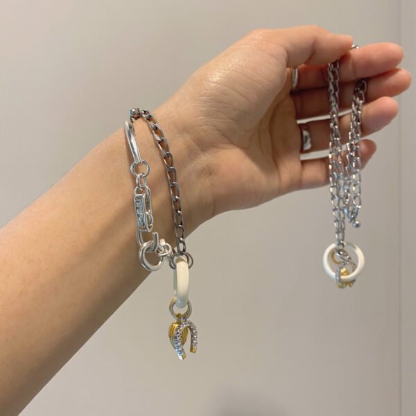 Vintage Distressed Lock Knot Hook Chain Clause Thick Bracelet Bracelets 5
