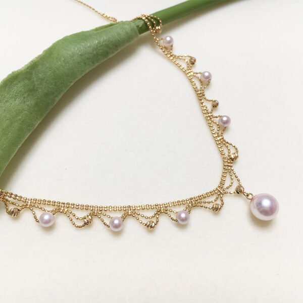 Aurora Japanese 18k Gold Lace Pearl Necklace Necklaces 7