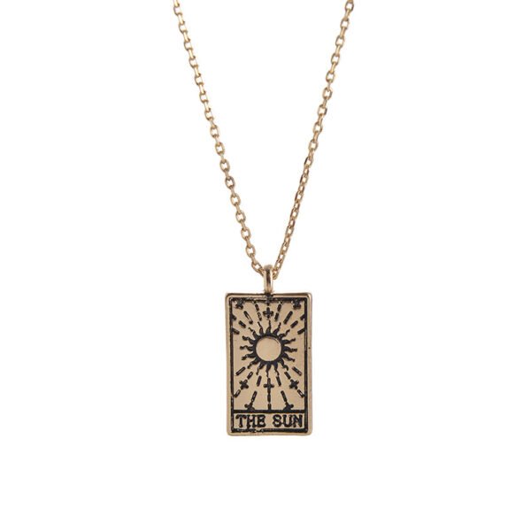 Tarot Pendant Necklace Vintage Tarot Collarbone Chain Gold Silver Necklaces 12