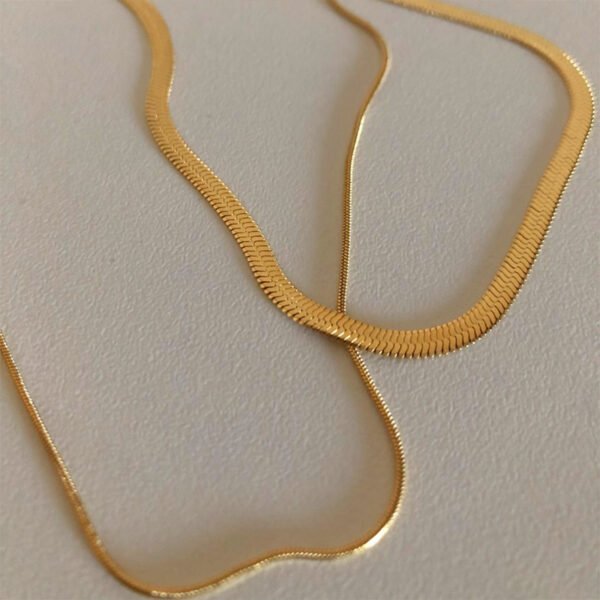 Double-layer And Three-layer Cold Wind Wide, Flat And Thin Folded Snake Bone Necklace Does Not Fade Necklaces 5