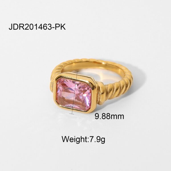 Zircon 18K Gold-plated Stainless Steel INS Net Red Ring Rings 8