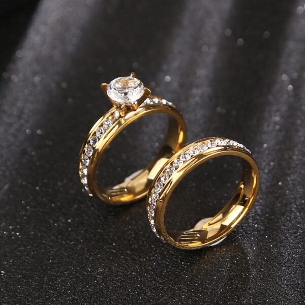 Gold Wedding Rings Stainless Steel Engagement Ring For Women Rings 4