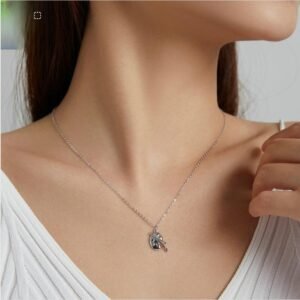 Fashion Art Life S925 Silver Female Popular White Gold Plated Simple Palette Necklace Necklaces