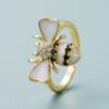 Copper Plated Real Gold Inlaid Zircon Bee Ring Rings 13 Copper Plated Real Gold Inlaid Zircon Bee Ring Rings 13