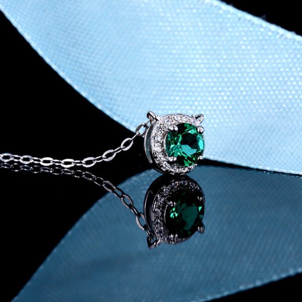 925 Silver Plated 18k White Gold Cultivated Emerald Pendant Necklaces 4