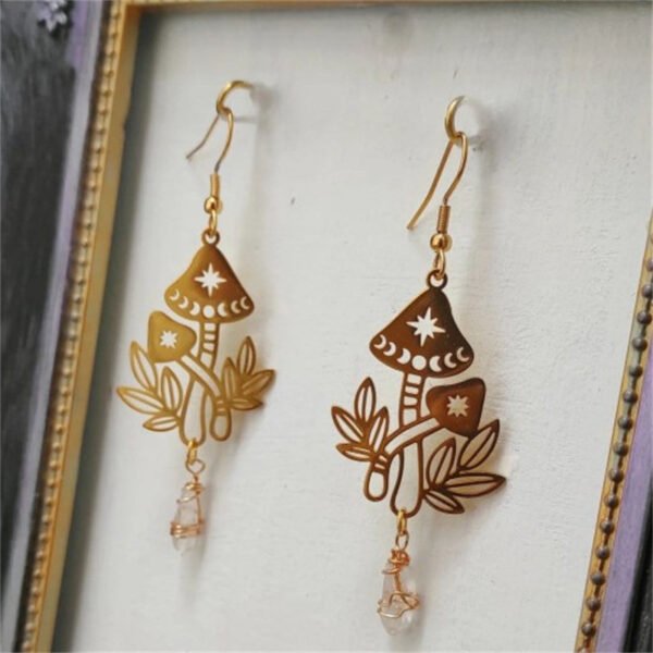 Women’s Fashion Temperament Mushroom Shape Crystal Hanging Earrings Earrings 6