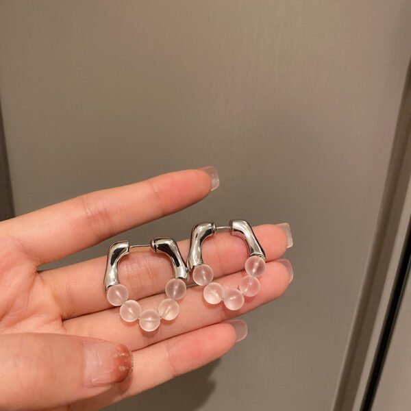 Korean Ins Wind Pearl Transparent Natural Stone Ears Earrings 9