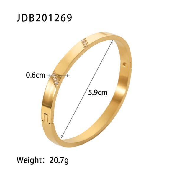 Women’s Versatile Bracelet Stainless Steel 18K Gold Twill Inlaid White Zircon Bracelets 7