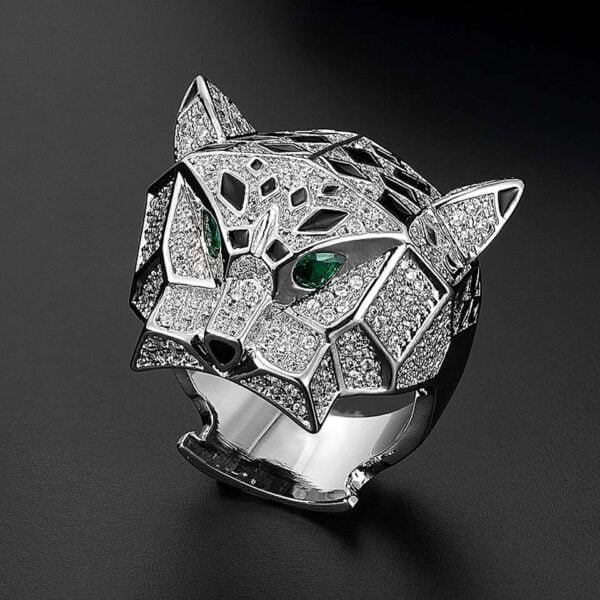Gold And Rhodium Plating Leopard Man Rings 5