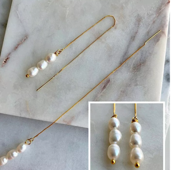 Real Gold Earline Natural Freshwater Pearl Earrings Earrings 7