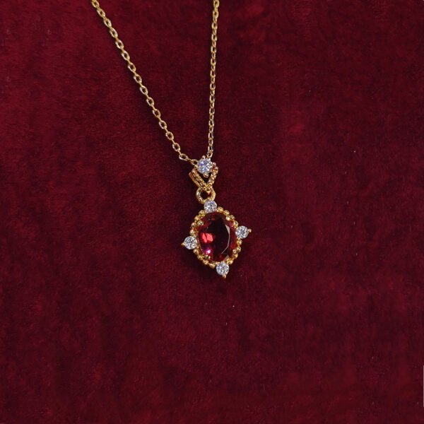 18K Gold Rouge Ruby Necklace Women’s Vintage Necklaces 4