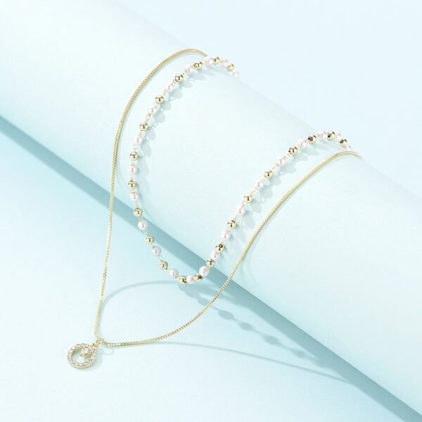 Ins Cold Wind Double Pearl Ring Pendant Necklace Necklaces 6