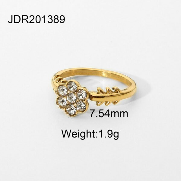 Zircon 18K Gold-plated Stainless Steel INS Net Red Ring Rings 11