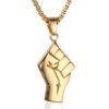 Mens Gold Fist Titanium Steel Pendant Necklace Necklaces 15