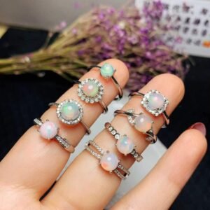 New 925 Silver Inlaid Natural Opal Ring Rings New 925 Silver Inlaid Natural Opal Ring Rings