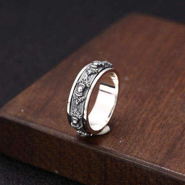 S925 Sterling Silver Jewelry Fashion Retro Personality Turning Ring Rings 4