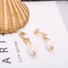 Abstract Cutout Hand Palm Pearl Dangle Earrings Gold Filled Earrings 9