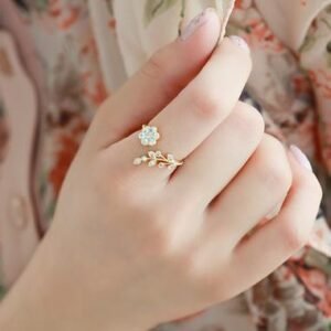 Hot Fashion Gold and Silver Color Twisted leaves, wishful flowers  rings for DIY Birthday Gift Party Jewelry Rings Rings