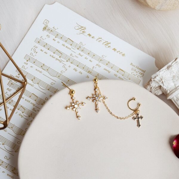 Baroque cross ear bone clip earrings Earrings 5