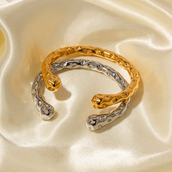Retro Simple Titanium Steel Ornament 18K Gold Stainless Steel Hammer Bracelet Bracelets 3