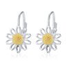 Daisy Leverback Hoop Earrings in White Gold Plated Sterling Silver Earrings 10 Daisy Leverback Hoop Earrings in White Gold Plated Sterling Silver Earrings 10
