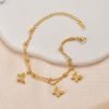 Titanium Steel Plated 14K Gold Butterfly Double-layer Room Beads Bracelet Female Bracelets 13