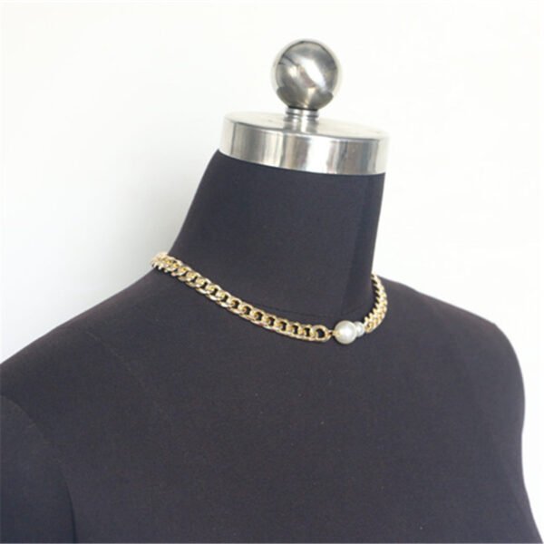 Ladies Connecting Gold Metal Flat Chain Necklace Necklaces 7