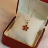 Red Flower Pendant Real Gold Electroplated Necklace Necklaces 13