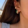 Copper Plated Genuine Gold Temperament Retro Set With White Stone Earrings Earrings 10