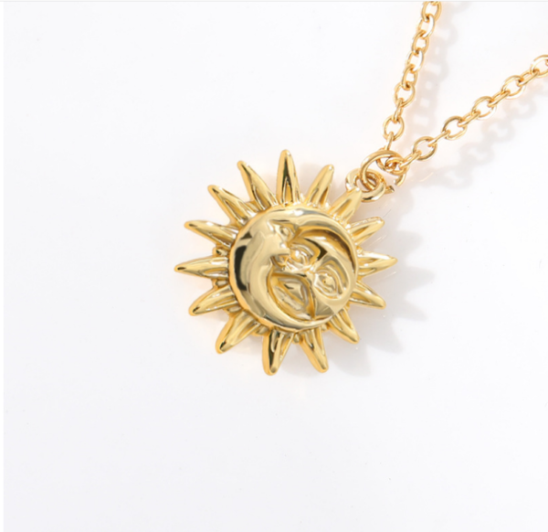 Sun Pendant Necklace Women Gold Plated 18K Necklaces 6