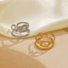 Temperament Wild Gold Plated Double Stainless Steel Geometric Ring Rings 19