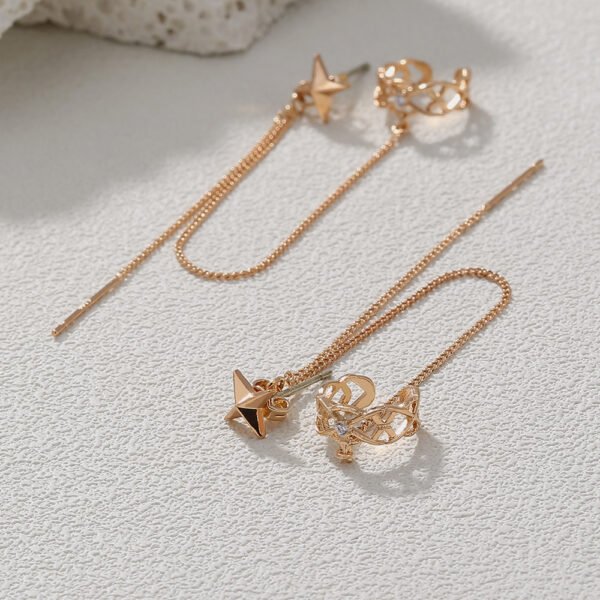 Geometric Tassel Earrings Women’s Long Diamond Inlaid New Fashion Net Red Temperament Earrings Face Show Thin Ear Line Jewelry Earrings 8