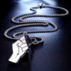 Mens Gold Fist Titanium Steel Pendant Necklace Necklaces 11